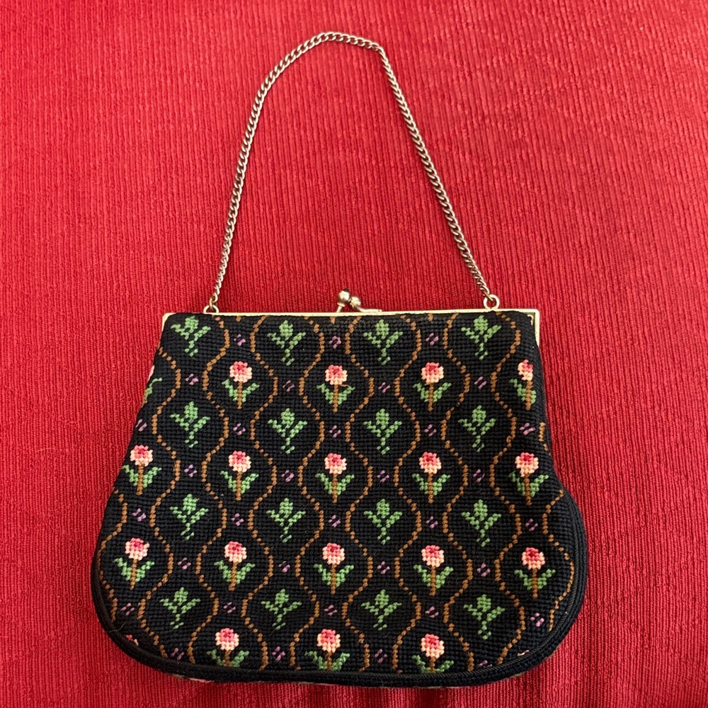 Vintage Black Floral Clutch